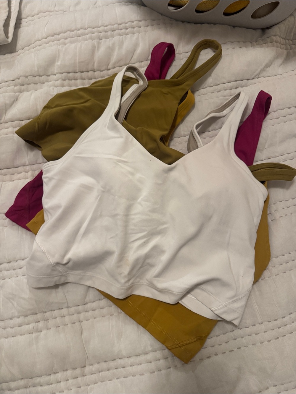 The white align lululemon Scoop Neck Tank Tops in White
